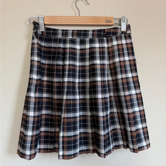 Urban Outfitters Plaid Pleated Mini Skirt Fall Halloween Black Orange Academia M - Picture 7 of 13